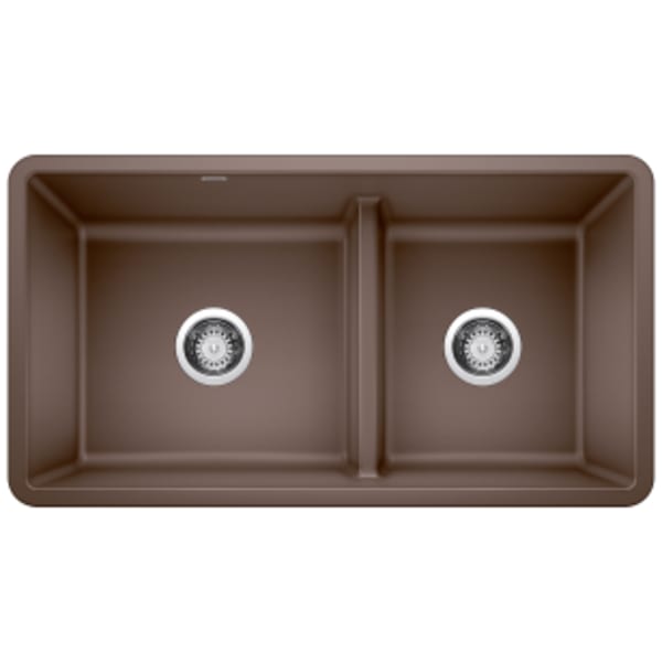 Precis Reversible 1-3/4 Double Bowl Kitchen Sink with Low Divide - Café
