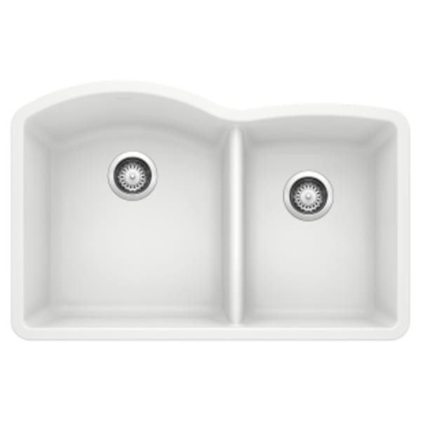 Diamond 1-3/4 Double Bowl Kitchen Sink - White