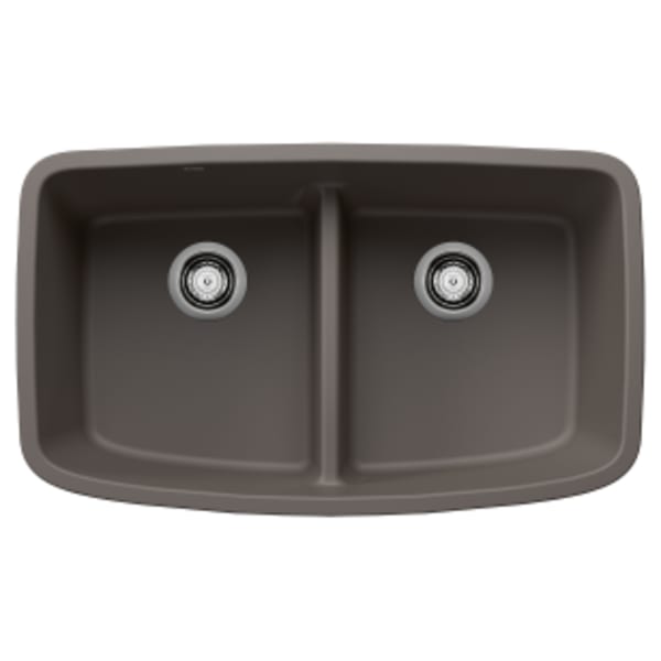 Valea Equal Double Bowl Kitchen Sink with Low Divide - Volcano Gray