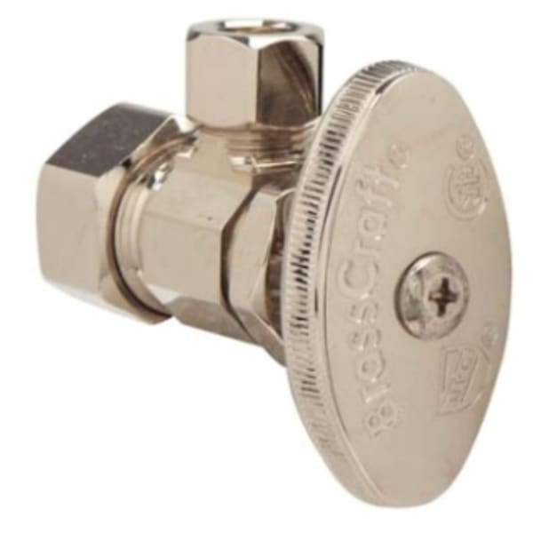 1/2" x 3/8" Angle Stop - Comp x Comp, Polished Brass