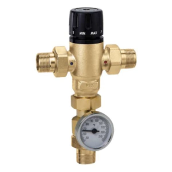 MixCal™ 3-way Mixing Valve 1/2" NPT w/Check Valves & Temp Gauge