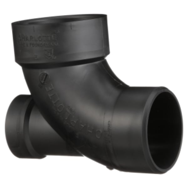 3" x 3" x 2" ABS DWV 90° Street Elbow with Low Heel Inlet - Hubx Spigot x Hub