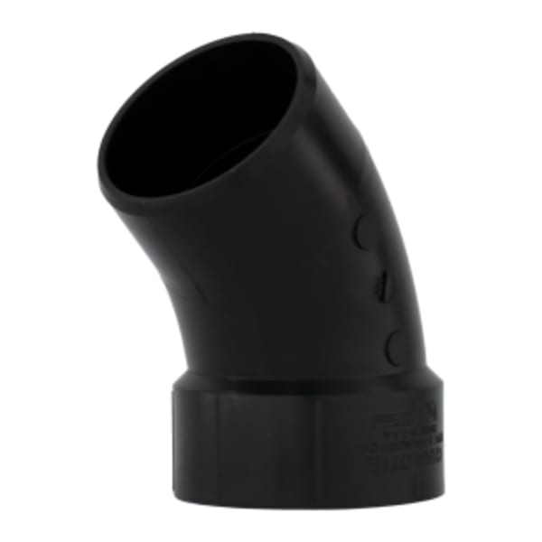 3" ABS DWV 45° Street Elbow - Hub x Spigot