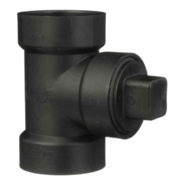 1-1/2" ABS DWV Test or Cleanout Tee with Plug - Hub x Hub x FPT