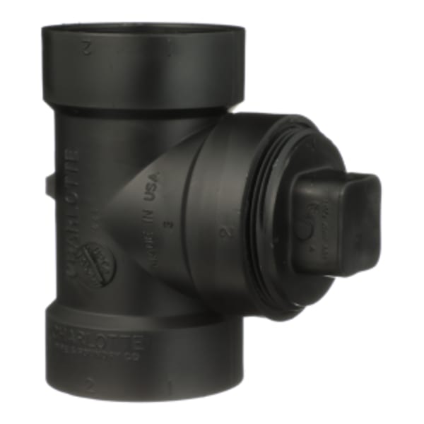 2" ABS DWV Test or Cleanout Tee with Plug - Hub x Hub x FPT