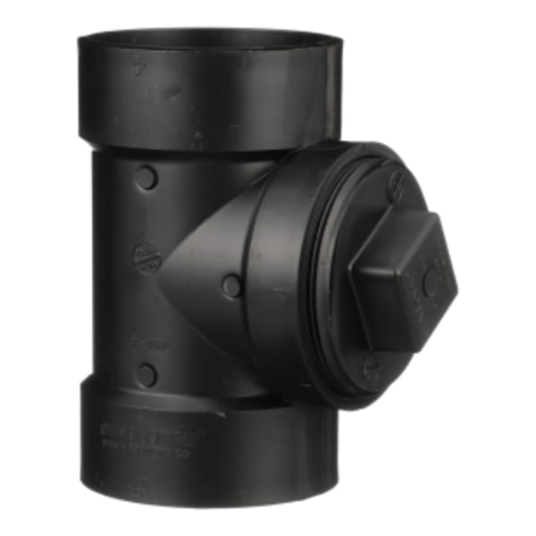 4" ABS DWV Test or Cleanout Tee with Plug - Hub x Hub x FPT