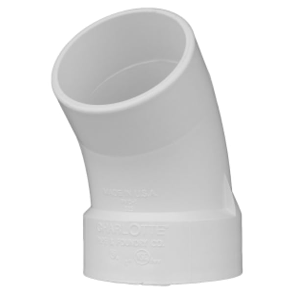 4" PVC DWV 45° Street Elbow - Hub x Spigot