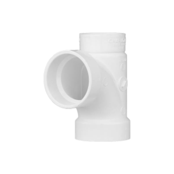 2" x 1-1/2" x 2" PVC DWV Sanitary Tee - All Hub
