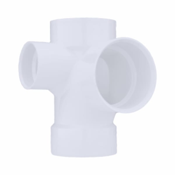 3" x 3" x 3" x 2" PVC DWV Sanitary Tee with Left Side Inlet - All Hub