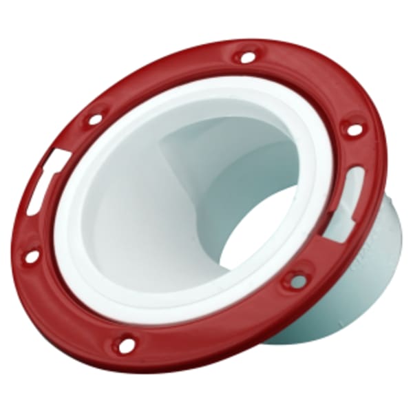4" x 3" PVC DWV Offset Closet Flange with Metal Ring - Closet x Hub