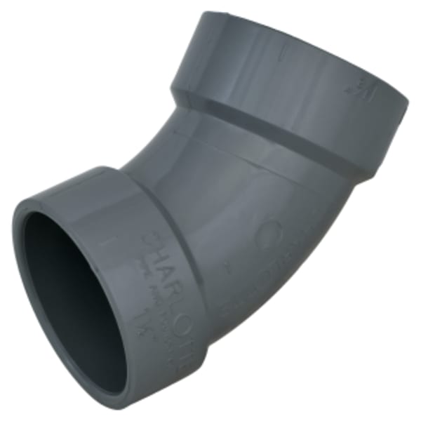 1-1/2" 45 Deg Elbow Hub x Hub CPVC Chemical Drainage Fitting