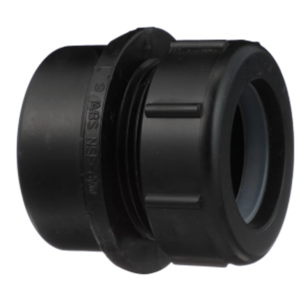 1-1/2" x 1-1/4" ABS DWV Male Trap Adapter with Plastic Nut - Spigot x Tubular Slip