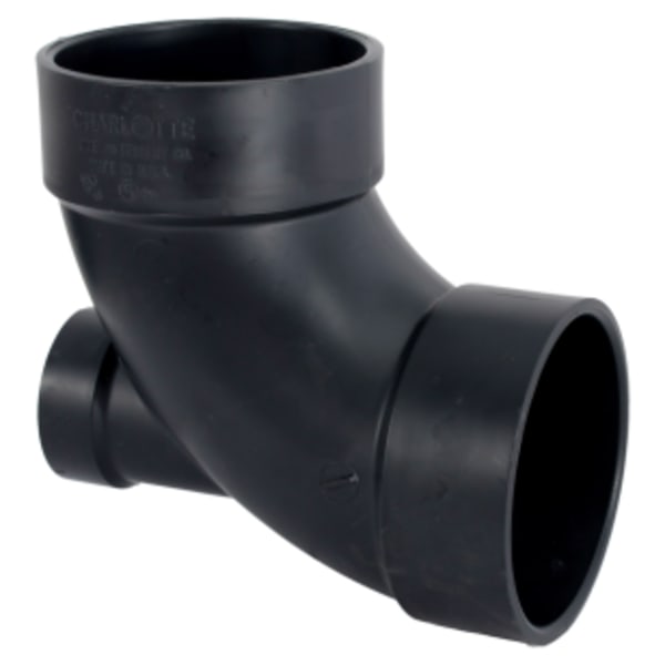 4" x 4" x 2" ABS DWV 90° Elbow with Low Heel Inlet - All Hub