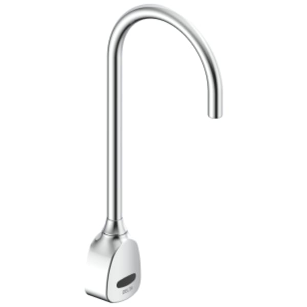 Commercial 1500T Series: Battery Operated Electronic Wall Mount Faucet with Gooseneck Spout in Chrome