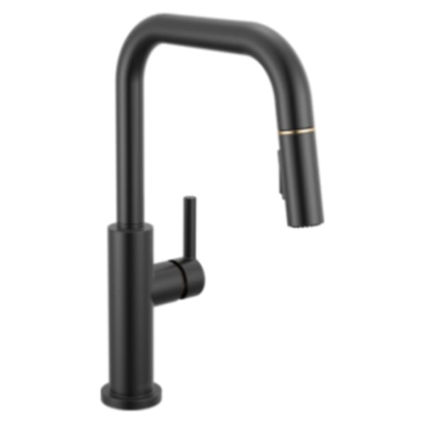 Delta Nicoli® Single Handle Pull-Down Kitchen Faucet Matte Black / Champagne Bronze
