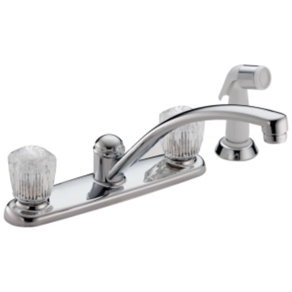 Delta 2100 / 2400 Series: Two Handle Kitchen Faucet with Spray in Chrome