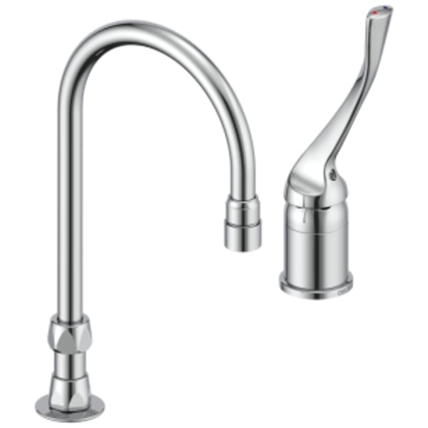 Delta Commercial 24T2 Single Control Mixing Faucet with Gooseneck Spout Less Pop-Up Chrome