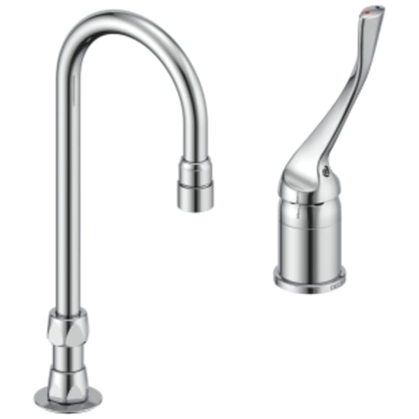 Commercial 24T2: Single Control Mixing Faucet with Gooseneck Spout - Less Pop-Up in Chrome