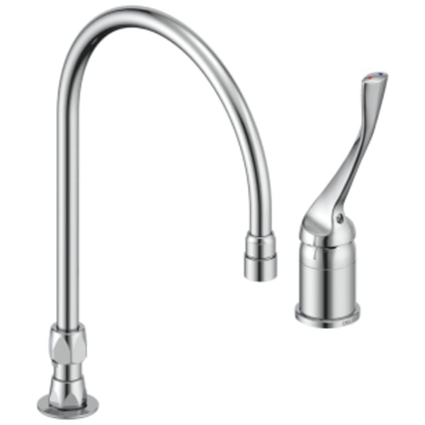 Commercial 24T2: Single Control Mixing Faucet with Gooseneck Spout - Less Pop-Up in Chrome