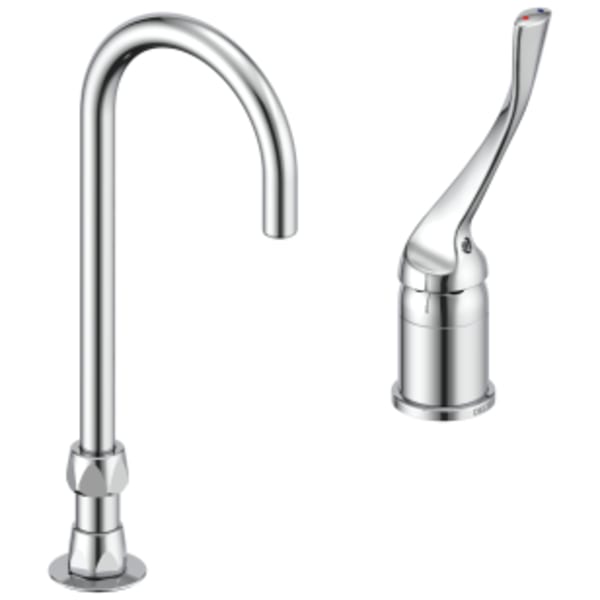 Delta Commercial 24T2 Single Control Mixing Faucet with Gooseneck Spout Less Pop-Up Chrome