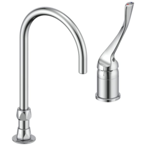 Delta Commercial 24T2 Single Control Mixing Faucet with Gooseneck Spout Less Pop-Up Chrome