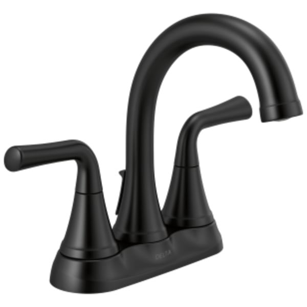 Delta Kayra™: Two Handle Centerset Bathroom Faucet in Matte Black