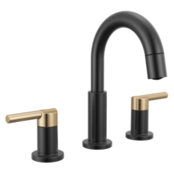 Delta Nicoli® Two Handle Widespread Pull-Down Bathroom Faucet Matte Black / Champagne Bronze