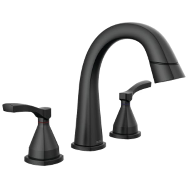 Delta Stryke®: Two Handle Widespread Pull Down Bathroom Faucet in Matte Black