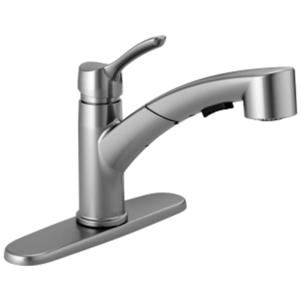 Delta Collins™ Single Handle Tract-Pack Pull-Out Kitchen Faucet Arctic Stainless