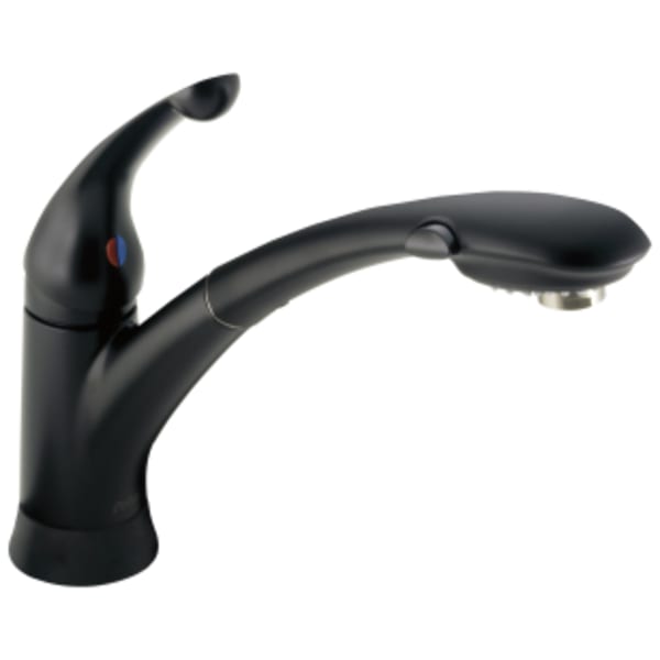 Delta Signature Pullouts: Single Handle Pull-Out Kitchen Faucet in Matte Black