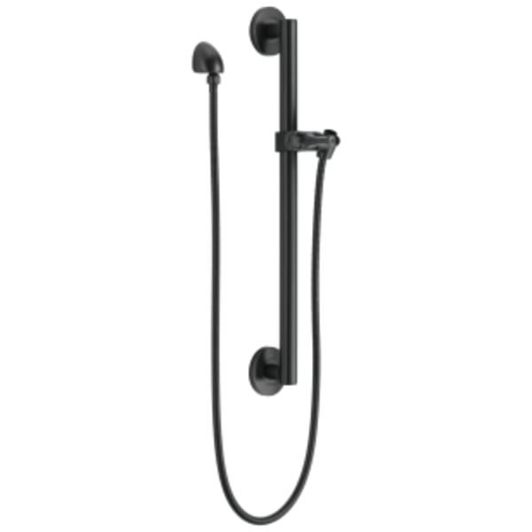 Delta Universal Showering Components: Adjustable Slide Bar / Grab Bar Assembly with Elbow in Matte Black