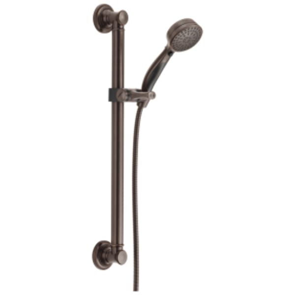Delta Universal Showering Components: ActivTouch® 9-Setting Hand Shower with Traditional Slide Bar / Grab Bar in Venetian Bronze