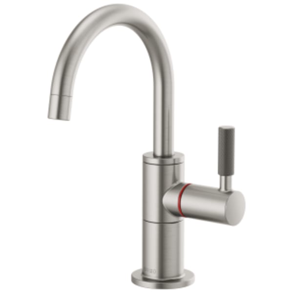 Brizo Litze®: Instant Hot Faucet with Arc Spout and Knurled Handle in Stainless