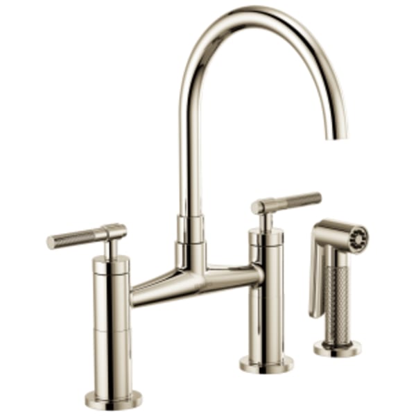 Brizo Litze® Bridge Faucet with Arc Spout and Knurled Handle Polished Nickel