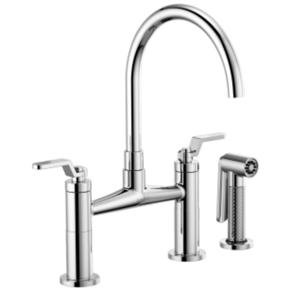 Brizo Litze® Bridge Faucet with Arc Spout and Industrial Handle Chrome