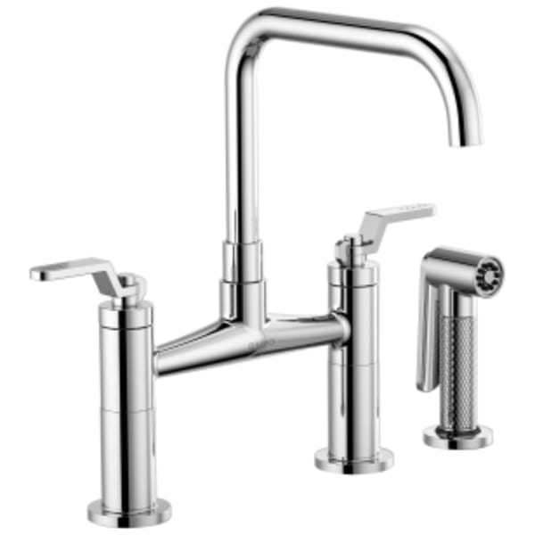 Brizo Litze®: Bridge Faucet with Square Spout and Industrial Handle in Chrome