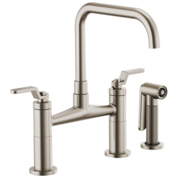 Brizo Litze® Bridge Faucet with Square Spout and Industrial Handle Stainless