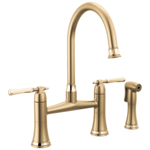 Brizo Tulham® Bridge Kitchen Faucet with Side Sprayer Luxe Gold / Polished Gold