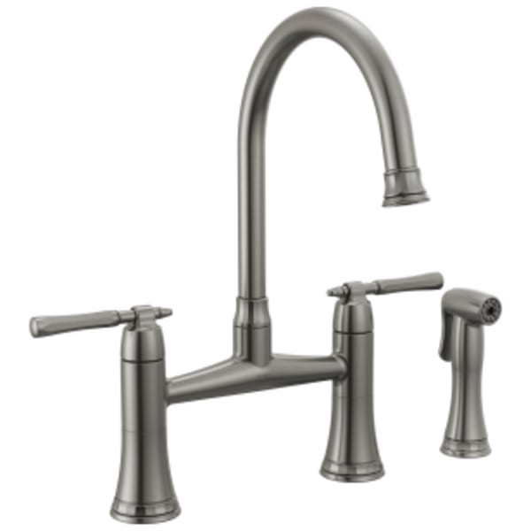 Brizo Tulham® Bridge Kitchen Faucet with Side Sprayer Luxe Steel