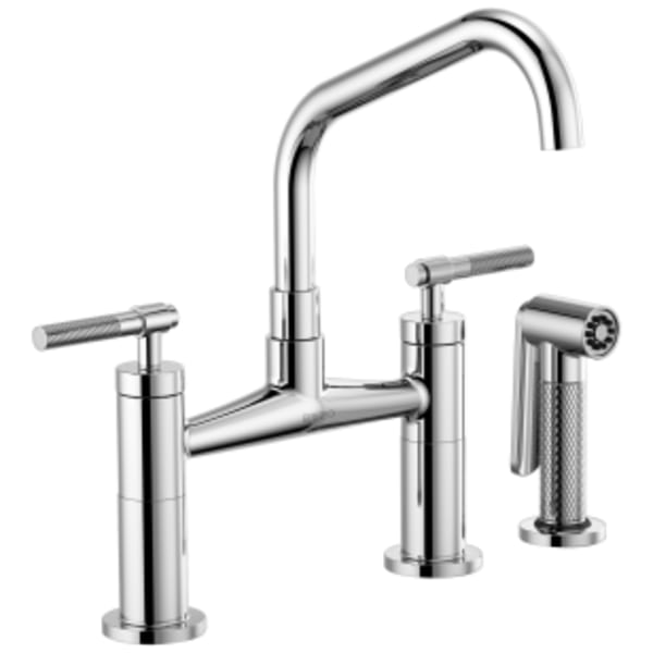 Brizo Litze® Bridge Faucet with Angled Spout and Knurled Handle Chrome