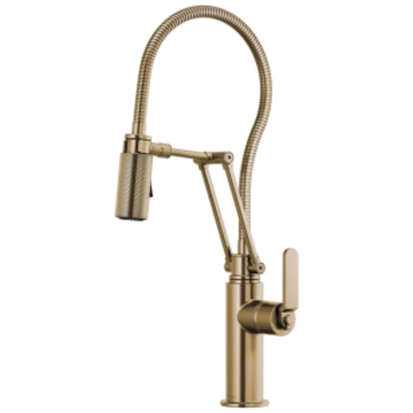 Brizo Litze®: Articulating Faucet With Finished Hose in Luxe Gold