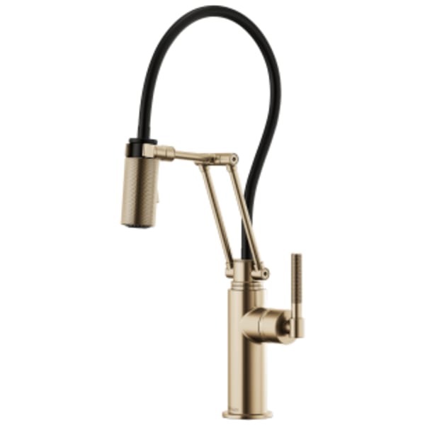 Brizo Litze®: Articulating Faucet with Knurled Handle in Luxe Gold