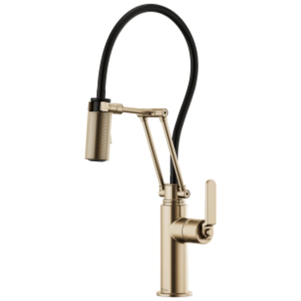 Pacific Plumbing Supply Company  Brizo Litze®: Articulating Faucet with  Industrial Handle in Luxe Gold