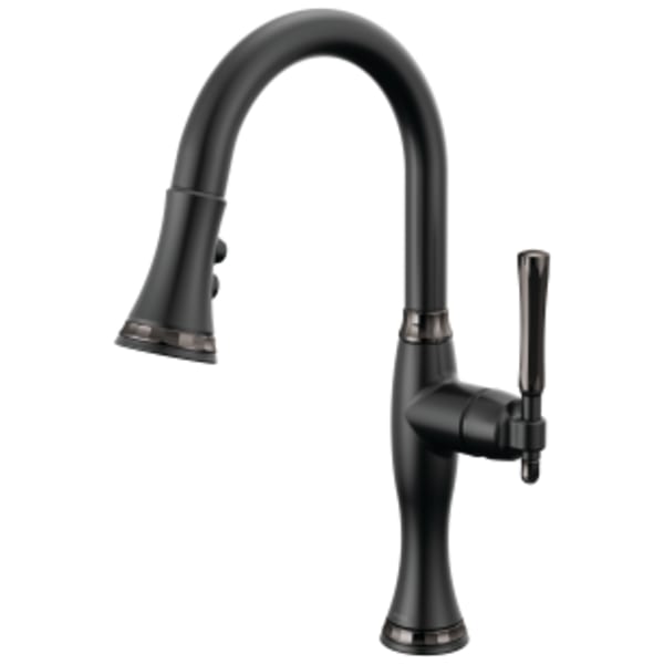 Brizo The Tulham™ Kitchen Collection by Brizo®: Pull-Down Prep Kitchen Faucet in Matte Black / Brilliance Black Onyx