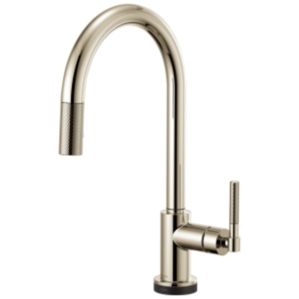 Brizo Litze®: SmartTouch® Pull-Down Kitchen Faucet with Arc Spout and Knurled Handle in Polished Nickel