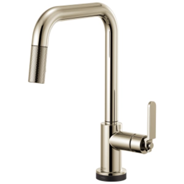 Brizo Litze®: SmartTouch® Pull-Down Kitchen Faucet with Square Spout and Industrial Handle in Polished Nickel