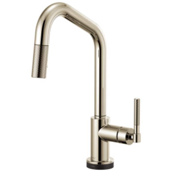 Brizo Litze®: SmartTouch® Pull-Down Kitchen Faucet with Angled Spout and Knurled Handle in Polished Nickel