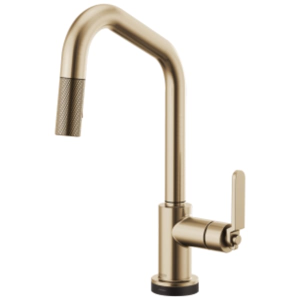 Brizo Litze®: SmartTouch® Pull-Down Kitchen Faucet with Angled Spout and Industrial Handle in Luxe Gold