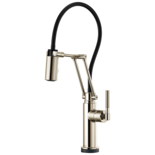 Brizo Litze®: SmartTouch® Articulating Kitchen Faucet with Knurled Handle in Polished Nickel