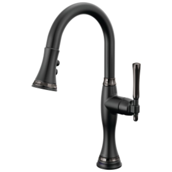 Brizo The Tulham™ Kitchen Collection by Brizo®: SmartTouch® Pull-Down Prep Kitchen Faucet in Matte Black / Brilliance Black Onyx
